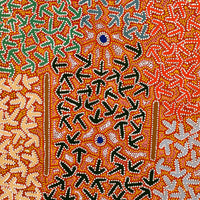 Aboriginal Artwork by Jeffrey Jangala Gallagher, Yankirri Jukurrpa (Emu Dreaming) - Ngarlikurlangu, 122x76cm