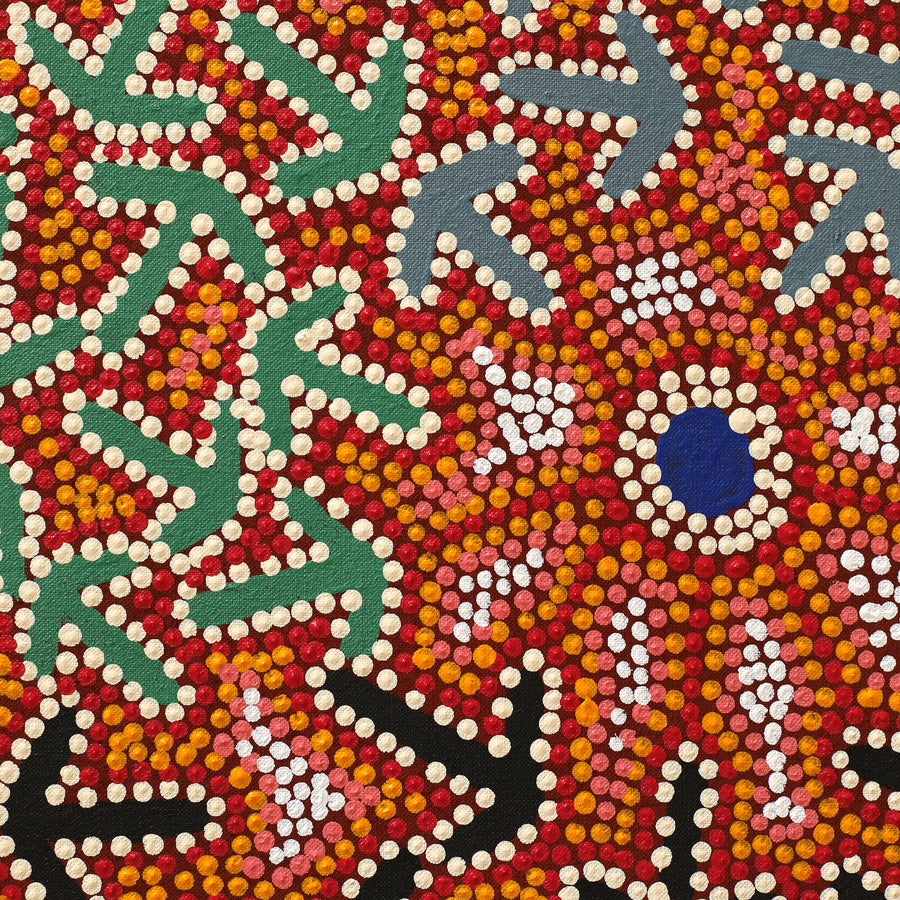 Aboriginal Artwork by Jeffrey Jangala Gallagher, Yankirri Jukurrpa (Emu Dreaming) - Ngarlikurlangu, 122x76cm
