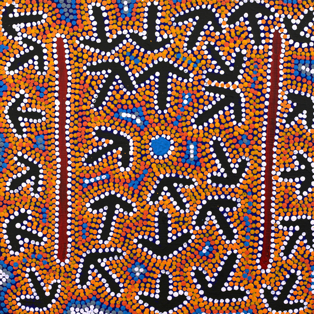 Aboriginal Artwork by Jeffrey Jangala Gallagher, Yankirri Jukurrpa (Emu Dreaming) - Ngarlikurlangu, 30x30cm - ART ARK®