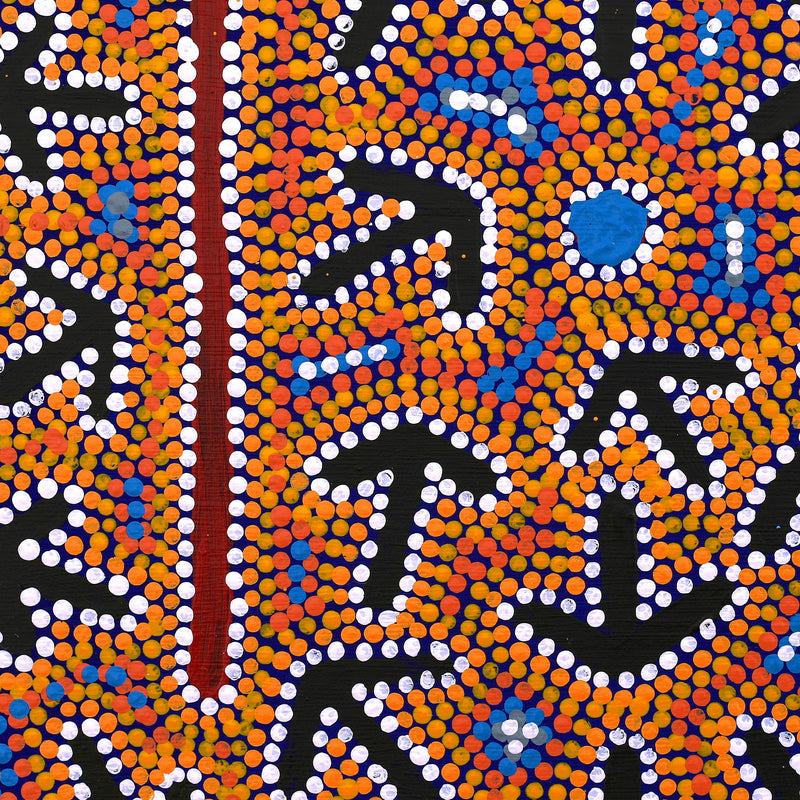 Aboriginal Artwork by Jeffrey Jangala Gallagher, Yankirri Jukurrpa (Emu Dreaming) - Ngarlikurlangu, 30x30cm