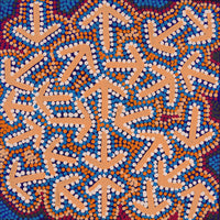 Aboriginal Artwork by Jeffrey Jangala Gallagher, Yankirri Jukurrpa (Emu Dreaming) - Ngarlikurlangu, 30x30cm