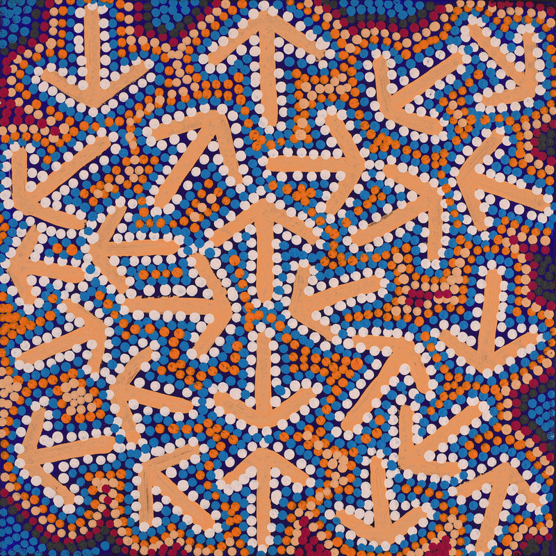 Aboriginal Artwork by Jeffrey Jangala Gallagher, Yankirri Jukurrpa (Emu Dreaming) - Ngarlikurlangu, 30x30cm