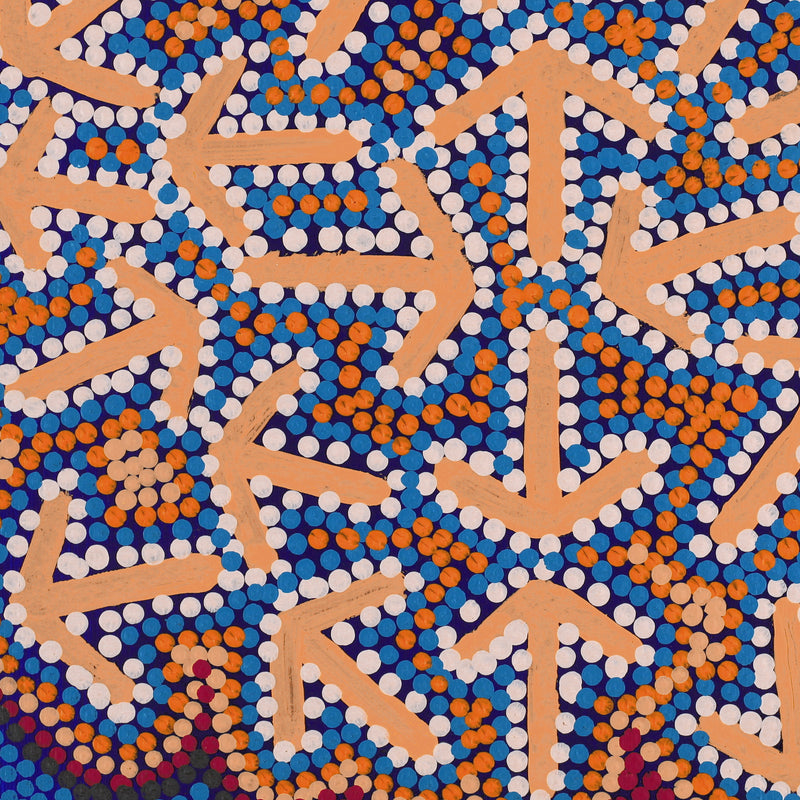 Aboriginal Artwork by Jeffrey Jangala Gallagher, Yankirri Jukurrpa (Emu Dreaming) - Ngarlikurlangu, 30x30cm