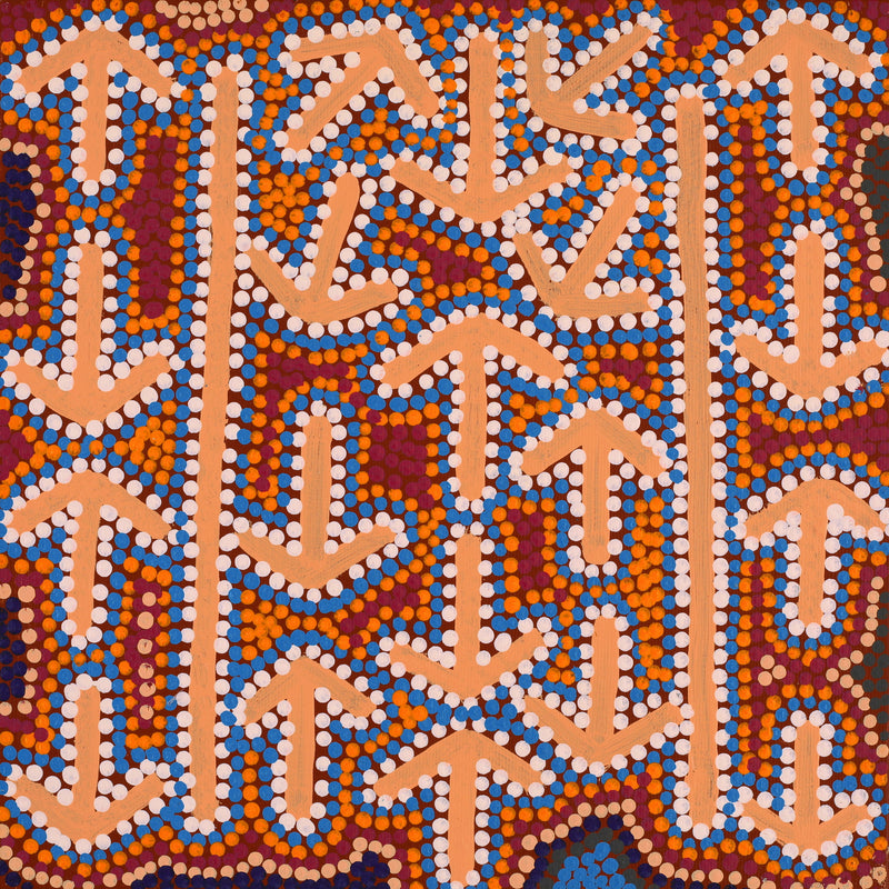 Aboriginal Artwork by Jeffrey Jangala Gallagher, Yankirri Jukurrpa (Emu Dreaming) - Ngarlikurlangu, 30x30cm