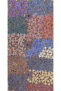 Aboriginal Artwork by Jeffrey Jangala Gallagher, Yankirri Jukurrpa (Emu Dreaming) - Ngarlikurlangu, 152x76cm