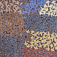 Aboriginal Art by Jeffrey Jangala Gallagher, Yankirri Jukurrpa (Emu Dreaming) - Ngarlikurlangu, 152x76cm - ART ARK®