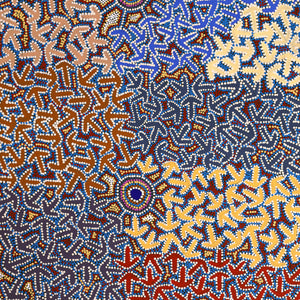 Aboriginal Art by Jeffrey Jangala Gallagher, Yankirri Jukurrpa (Emu Dreaming) - Ngarlikurlangu, 152x76cm - ART ARK®