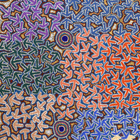 Aboriginal Art by Jeffrey Jangala Gallagher, Yankirri Jukurrpa (Emu Dreaming) - Ngarlikurlangu, 152x76cm - ART ARK®