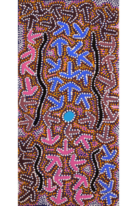Aboriginal Artwork by Jeffrey Jangala Gallagher, Yankirri Jukurrpa (Emu Dreaming) - Ngarlikurlangu, 61x30cm