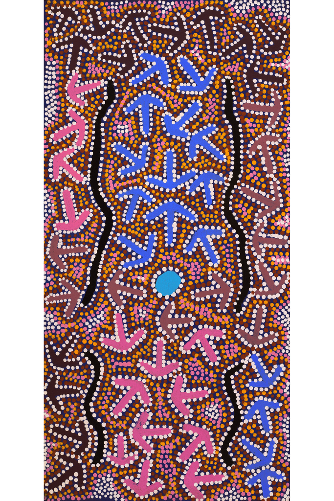 Aboriginal Art by Jeffrey Jangala Gallagher, Yankirri Jukurrpa (Emu Dreaming) - Ngarlikurlangu, 61x30cm - ART ARK®