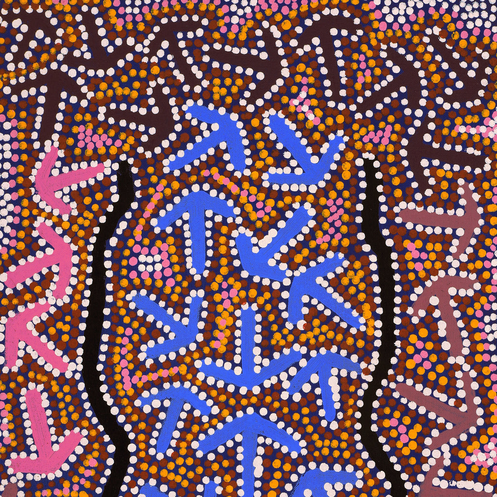 Aboriginal Artwork by Jeffrey Jangala Gallagher, Yankirri Jukurrpa (Emu Dreaming) - Ngarlikurlangu, 61x30cm