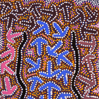 Aboriginal Artwork by Jeffrey Jangala Gallagher, Yankirri Jukurrpa (Emu Dreaming) - Ngarlikurlangu, 61x30cm