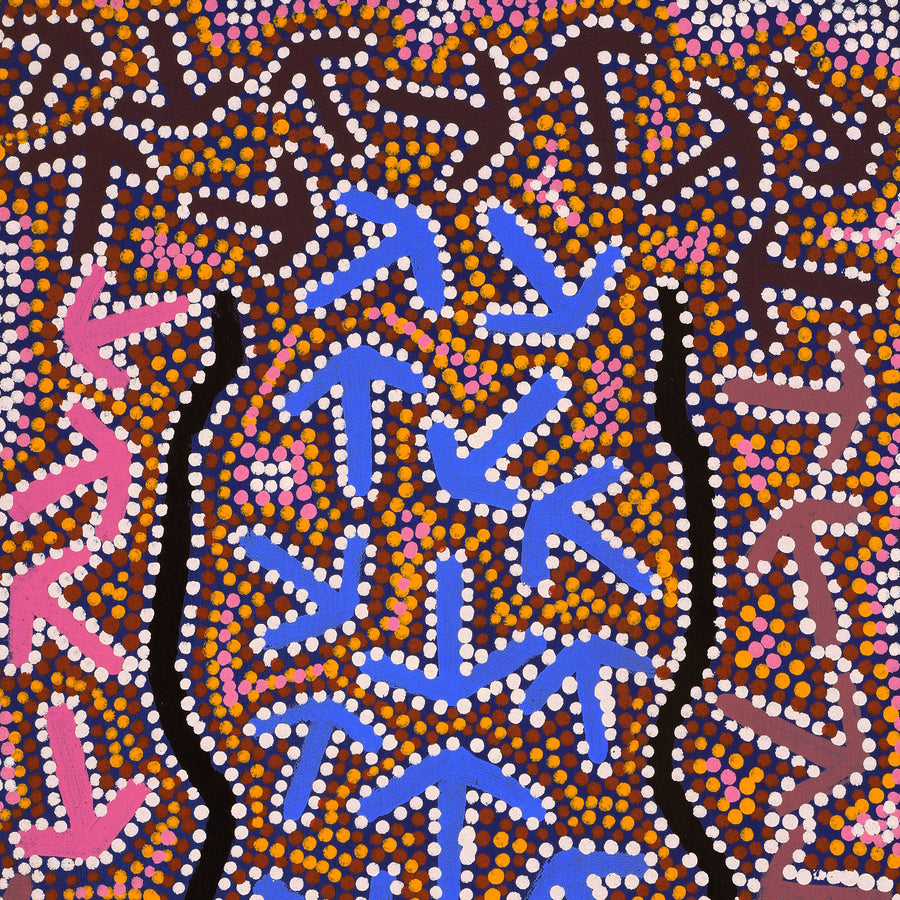 Aboriginal Artwork by Jeffrey Jangala Gallagher, Yankirri Jukurrpa (Emu Dreaming) - Ngarlikurlangu, 61x30cm