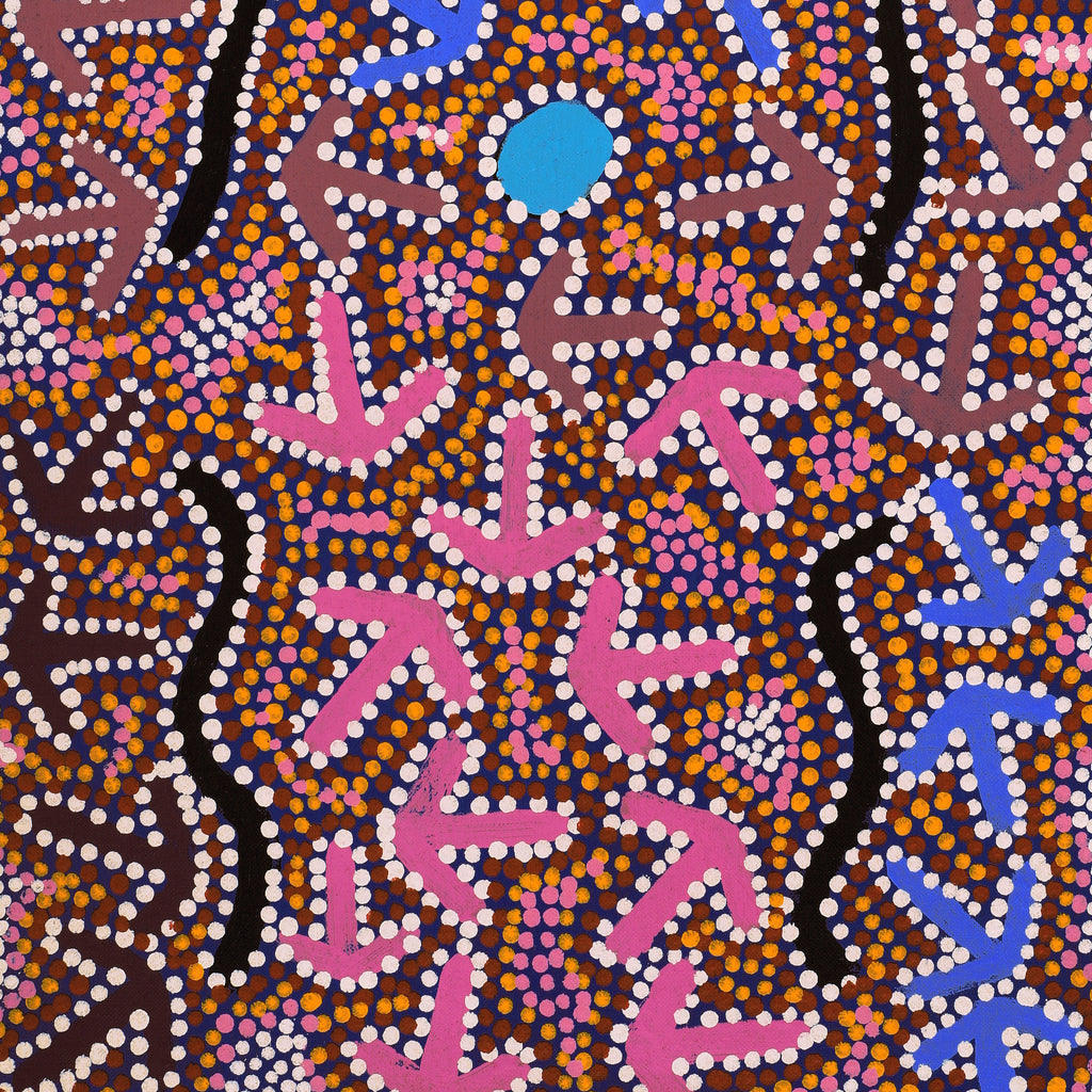 Aboriginal Artwork by Jeffrey Jangala Gallagher, Yankirri Jukurrpa (Emu Dreaming) - Ngarlikurlangu, 61x30cm