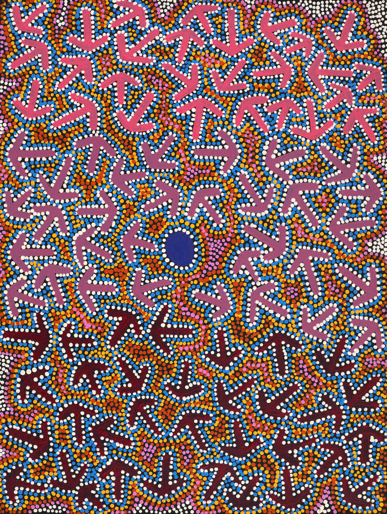 Aboriginal Artwork by Jeffrey Jangala Gallagher, Yankirri Jukurrpa (Emu Dreaming) - Ngarlikurlangu, 61x46cm