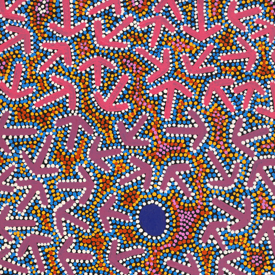 Aboriginal Artwork by Jeffrey Jangala Gallagher, Yankirri Jukurrpa (Emu Dreaming) - Ngarlikurlangu, 61x46cm