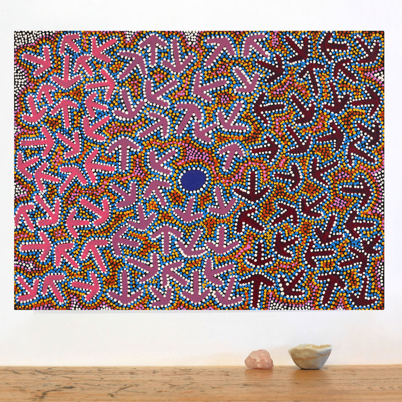 Aboriginal Art by Jeffrey Jangala Gallagher, Yankirri Jukurrpa (Emu Dreaming) - Ngarlikurlangu, 61x46cm - ART ARK®