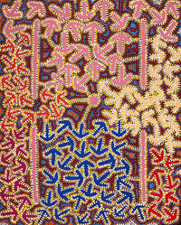 Aboriginal Artwork by Jeffrey Jangala Gallagher, Yankirri Jukurrpa (Emu Dreaming) - Ngarlikurlangu, 76x61cm