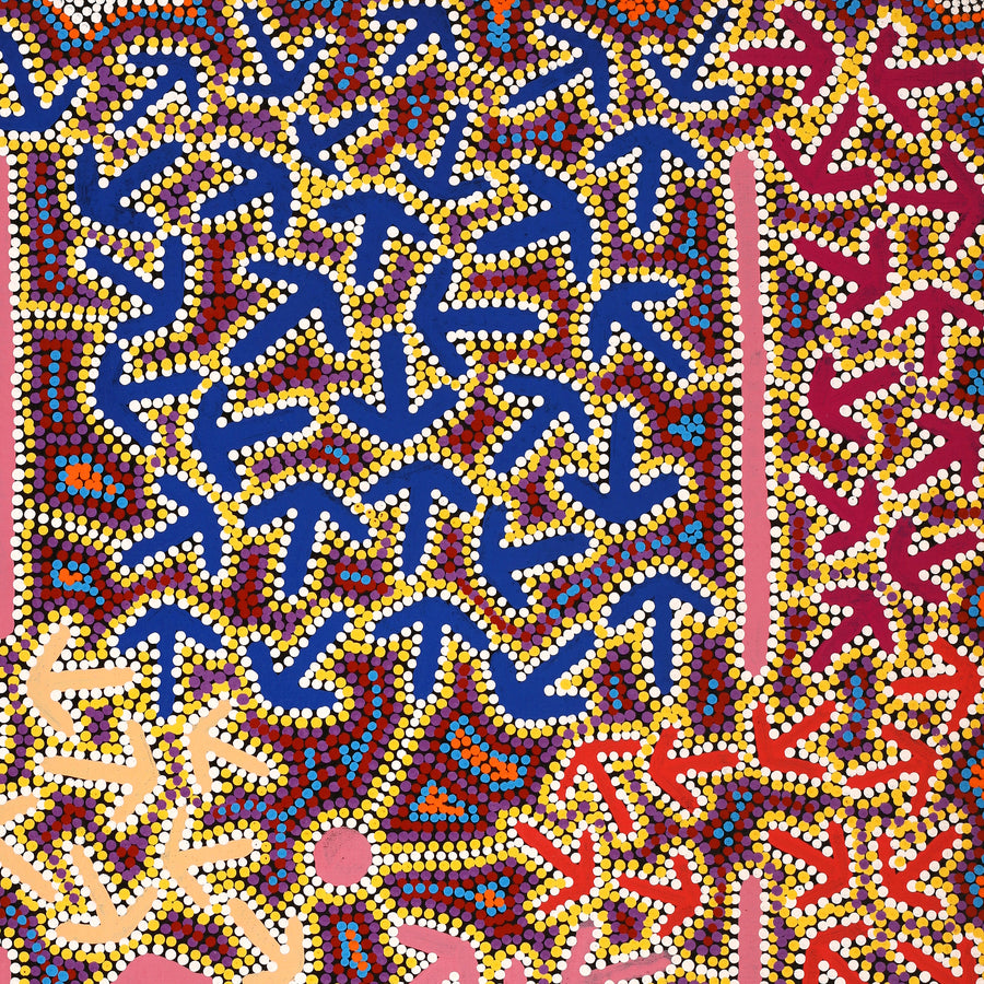 Aboriginal Artwork by Jeffrey Jangala Gallagher, Yankirri Jukurrpa (Emu Dreaming) - Ngarlikurlangu, 76x61cm