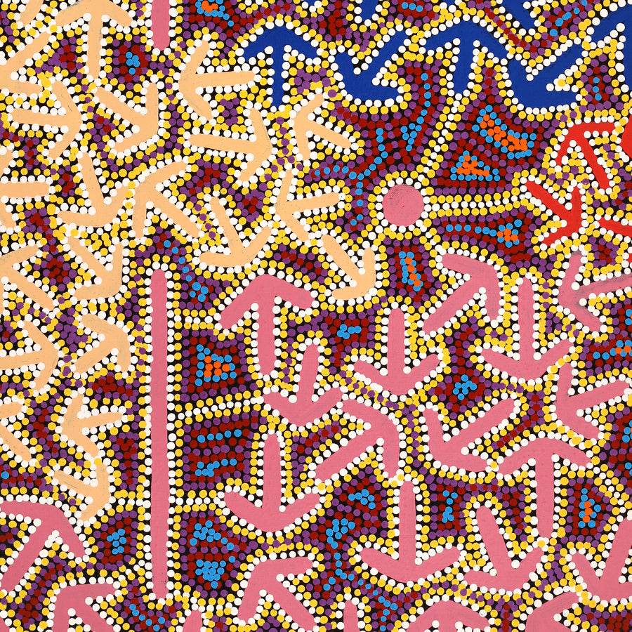Aboriginal Artwork by Jeffrey Jangala Gallagher, Yankirri Jukurrpa (Emu Dreaming) - Ngarlikurlangu, 76x61cm