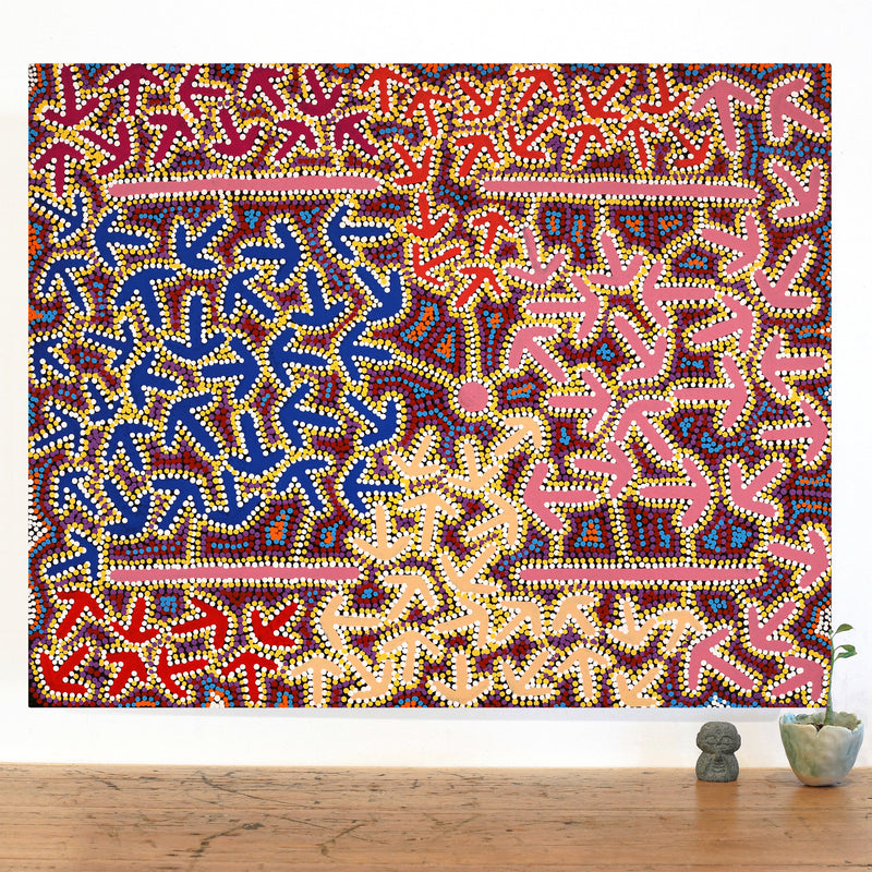 Aboriginal Artwork by Jeffrey Jangala Gallagher, Yankirri Jukurrpa (Emu Dreaming) - Ngarlikurlangu, 76x61cm
