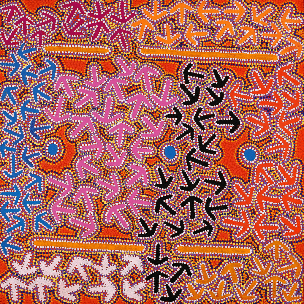 Jeffrey Jangala Gallagher, Yankirri Jukurrpa (Emu Dreaming) - Ngarlikurlangu, 76x76cm