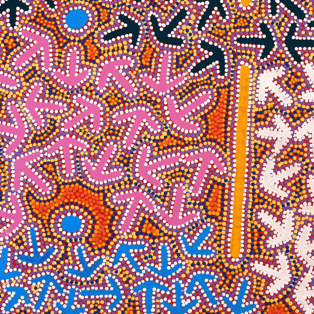 Aboriginal Artwork by Jeffrey Jangala Gallagher, Yankirri Jukurrpa (Emu Dreaming) - Ngarlikurlangu, 76x76cm