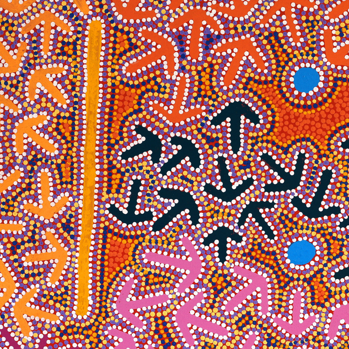 Aboriginal Artwork by Jeffrey Jangala Gallagher, Yankirri Jukurrpa (Emu Dreaming) - Ngarlikurlangu, 76x76cm