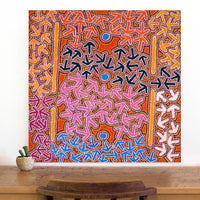 Aboriginal Artwork by Jeffrey Jangala Gallagher, Yankirri Jukurrpa (Emu Dreaming) - Ngarlikurlangu, 76x76cm