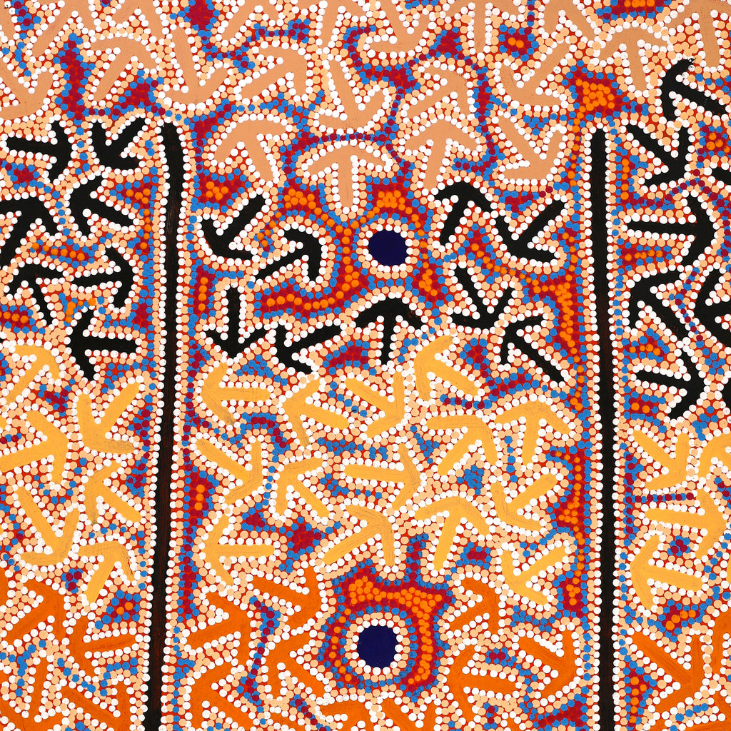 Aboriginal Artwork by Jeffrey Jangala Gallagher, Yankirri Jukurrpa (Emu Dreaming) - Ngarlikurlangu, 91x61cm
