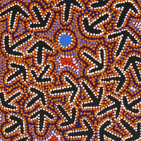 Aboriginal Artwork by Jeffrey Jangala Gallagher, Yankirri Jukurrpa (Emu Dreaming) - Ngarlikurlangu, 91x76cm
