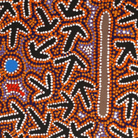 Aboriginal Artwork by Jeffrey Jangala Gallagher, Yankirri Jukurrpa (Emu Dreaming) - Ngarlikurlangu, 91x76cm