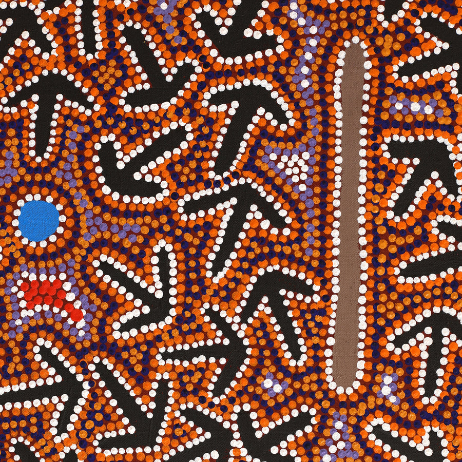 Aboriginal Artwork by Jeffrey Jangala Gallagher, Yankirri Jukurrpa (Emu Dreaming) - Ngarlikurlangu, 91x76cm
