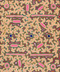 Aboriginal Artwork by Jeffrey Jangala Gallagher, Yankirri Jukurrpa (Emu Dreaming) - Ngarlikurlangu, 91x76cm