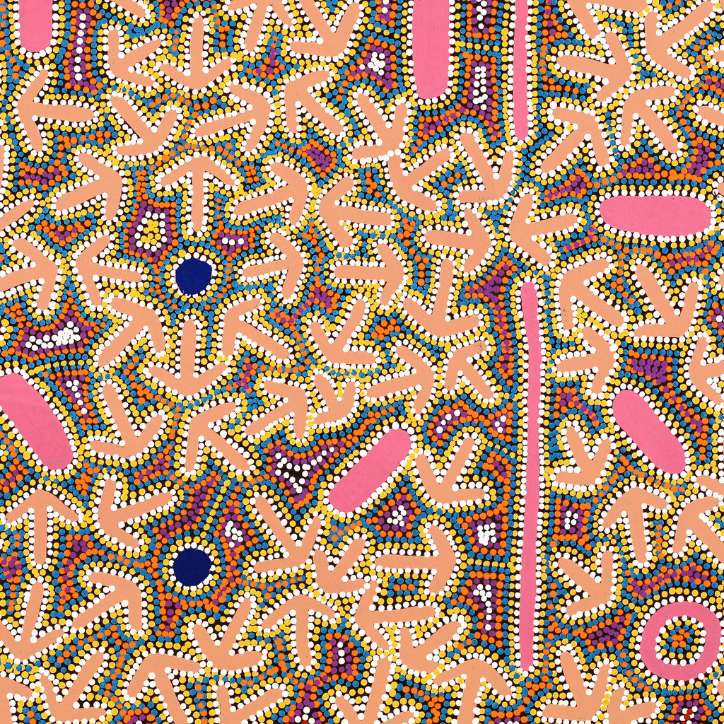 Aboriginal Artwork by Jeffrey Jangala Gallagher, Yankirri Jukurrpa (Emu Dreaming) - Ngarlikurlangu, 91x76cm