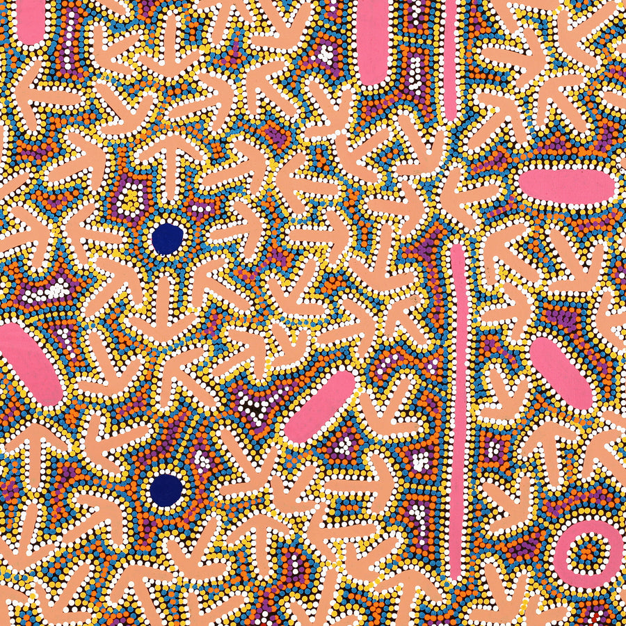 Aboriginal Artwork by Jeffrey Jangala Gallagher, Yankirri Jukurrpa (Emu Dreaming) - Ngarlikurlangu, 91x76cm