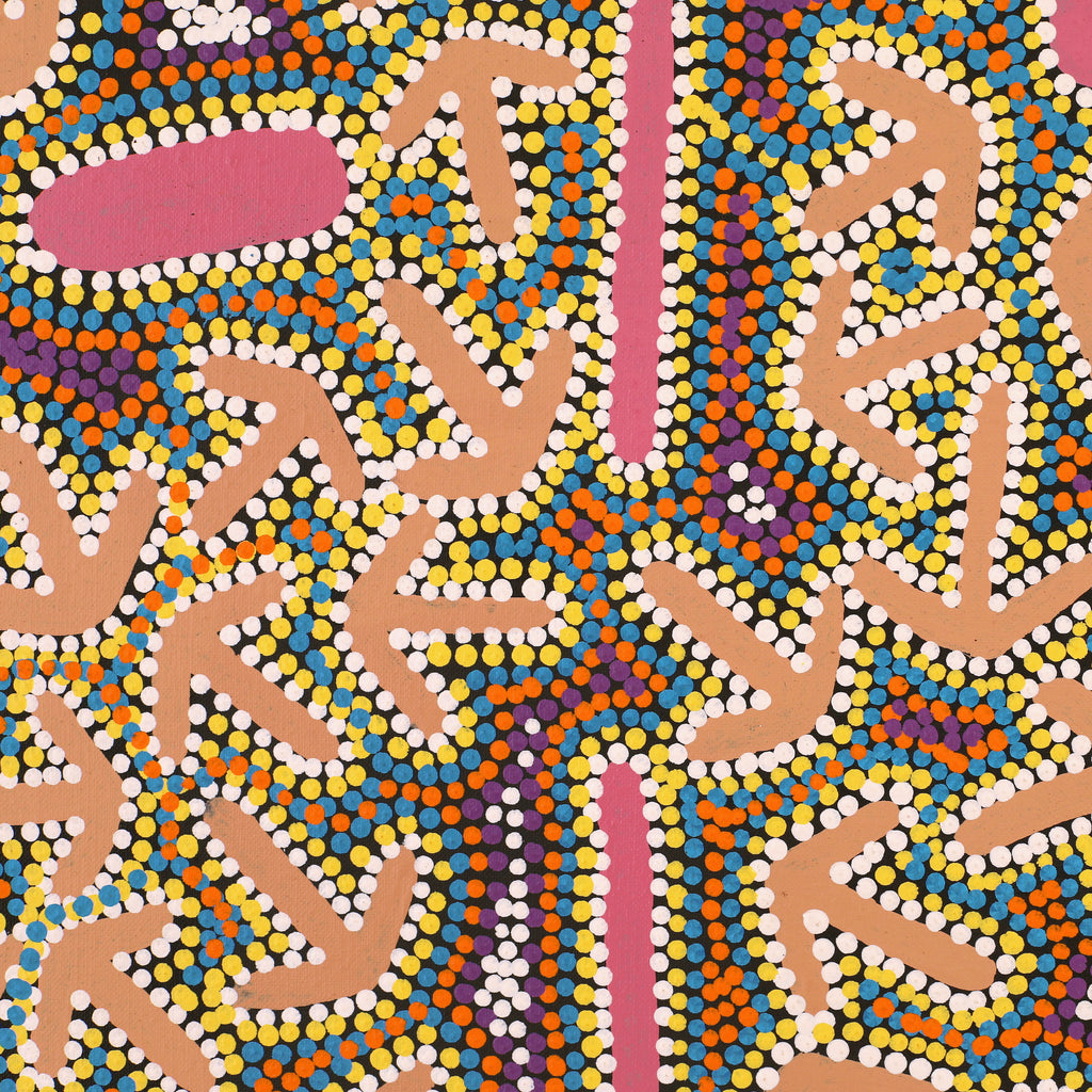 Aboriginal Artwork by Jeffrey Jangala Gallagher, Yankirri Jukurrpa (Emu Dreaming) - Ngarlikurlangu, 91x76cm