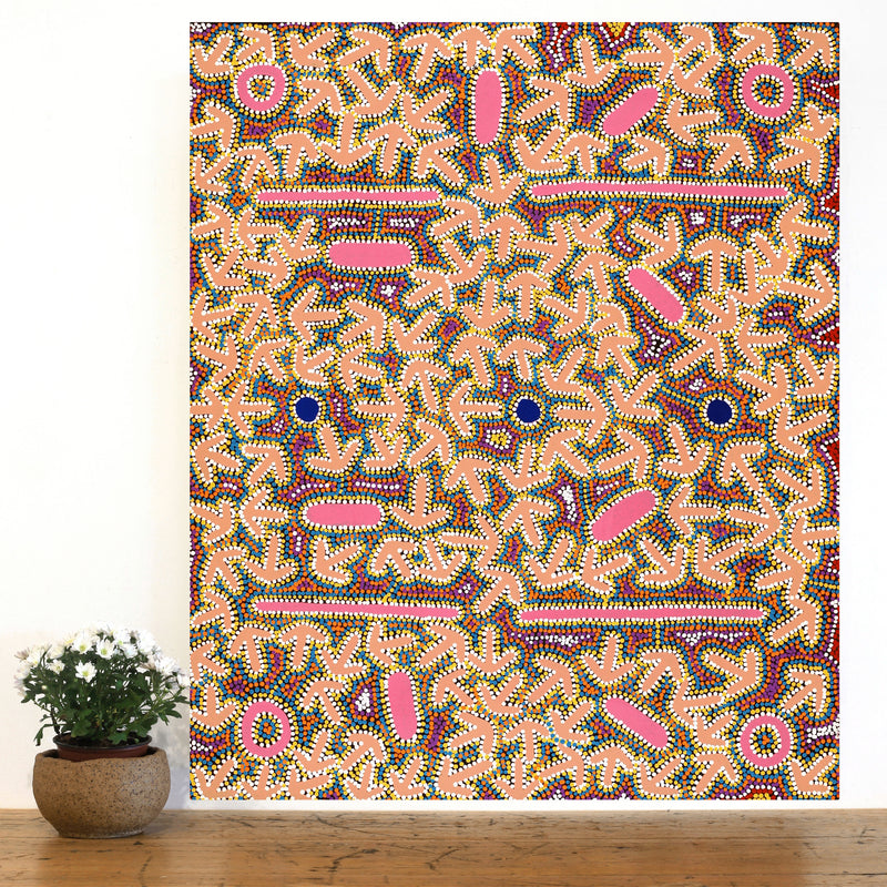 Aboriginal Artwork by Jeffrey Jangala Gallagher, Yankirri Jukurrpa (Emu Dreaming) - Ngarlikurlangu, 91x76cm