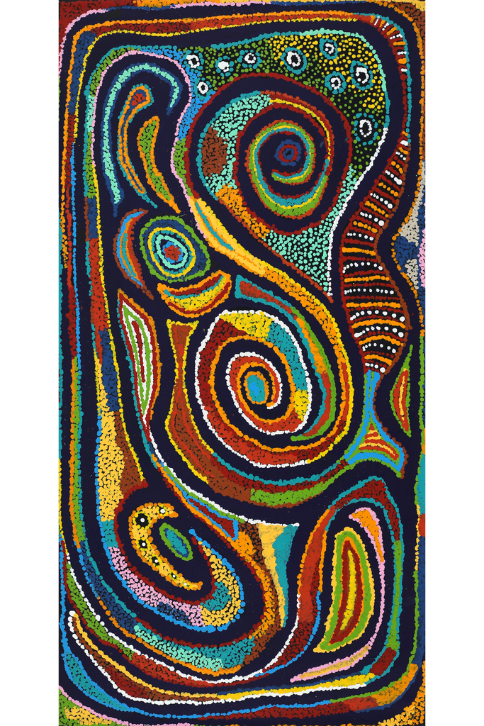 Aboriginal Art by Jennifer Mintaya Connelly Ward, Kungkarangkalpa (Seven Sisters Story), 91x46cm - ART ARK®