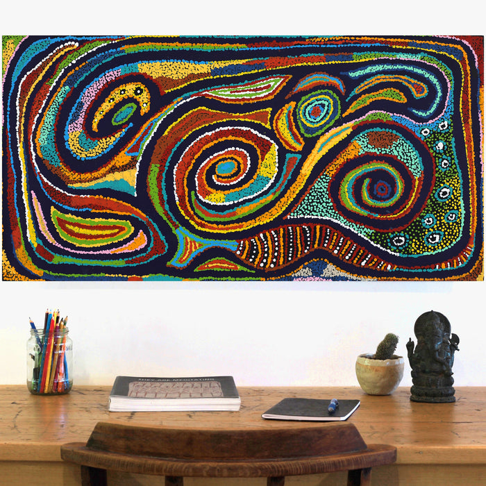 Aboriginal Art by Jennifer Mintaya Connelly Ward, Kungkarangkalpa (Seven Sisters Story), 91x46cm - ART ARK®