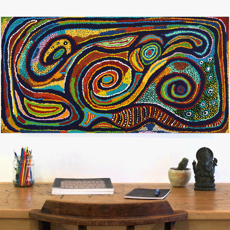 Aboriginal Artwork by Jennifer Mintaya Connelly Ward, Kungkarangkalpa (Seven Sisters Story), 91x46cm