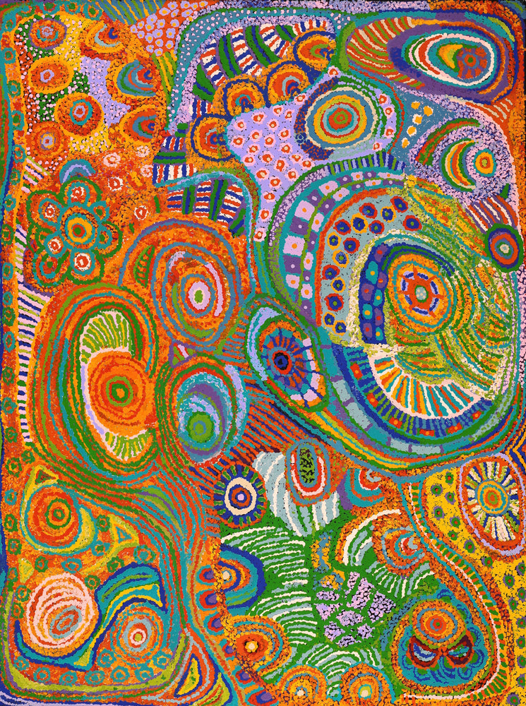 Aboriginal Artwork by Jennifer Mintaya Connelly Ward, Kungkarangkalpa (Seven Sisters Story), 102x76cm