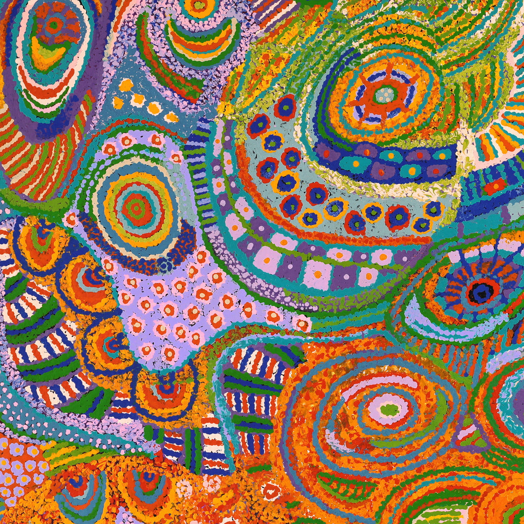 Aboriginal Artwork by Jennifer Mintaya Connelly Ward, Kungkarangkalpa (Seven Sisters Story), 102x76cm
