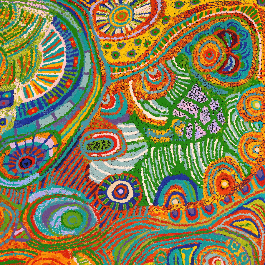 Aboriginal Artwork by Jennifer Mintaya Connelly Ward, Kungkarangkalpa (Seven Sisters Story), 102x76cm