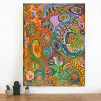 Aboriginal Artwork by Jennifer Mintaya Connelly Ward, Kungkarangkalpa (Seven Sisters Story), 102x76cm