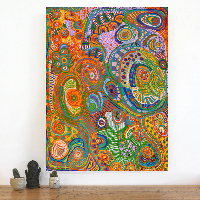 Aboriginal Artwork by Jennifer Mintaya Connelly Ward, Kungkarangkalpa (Seven Sisters Story), 102x76cm