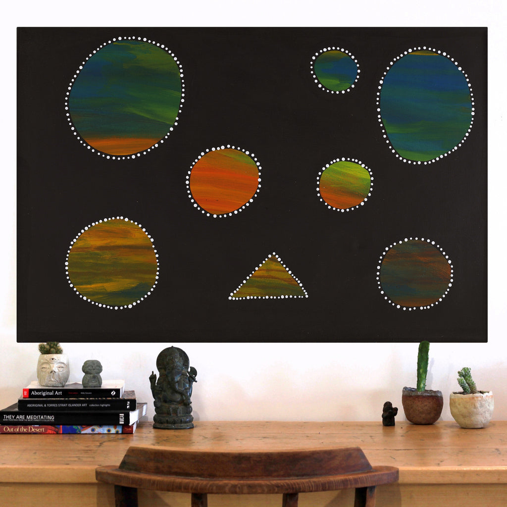 Aboriginal Artwork by Jennifer Mintaya Connelly Ward, Kungkarangkalpa (Seven Sisters Story), 91x61cm