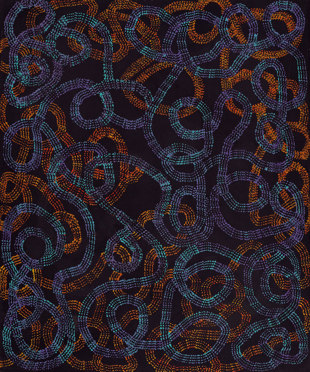 Aboriginal Artwork by Jennifer Mintaya Connelly Ward, Kungkarangkalpa (Seven Sisters Story), 91x76cm