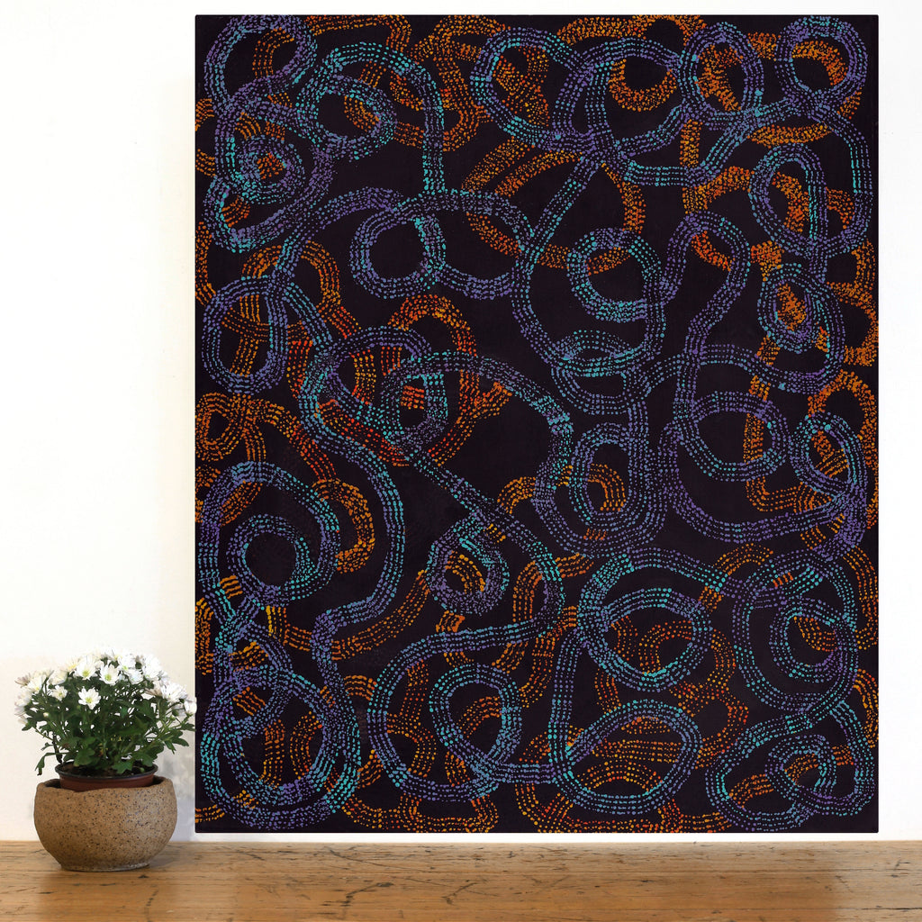 Aboriginal Artwork by Jennifer Mintaya Connelly Ward, Kungkarangkalpa (Seven Sisters Story), 91x76cm