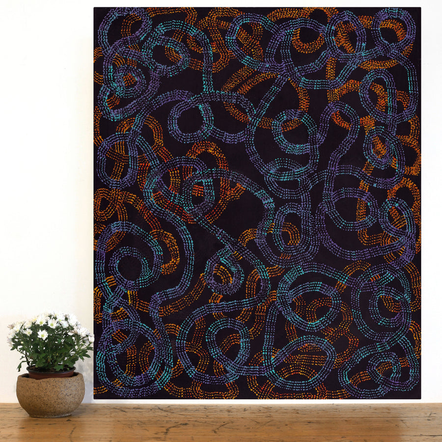 Aboriginal Artwork by Jennifer Mintaya Connelly Ward, Kungkarangkalpa (Seven Sisters Story), 91x76cm